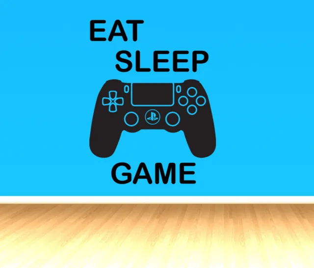 PS4 EAT SLEEP GAME Adesivo da parete vinile decalcomania PlayStation camera da letto giocatore
