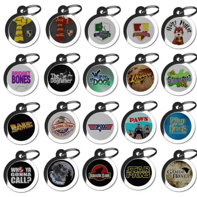 Pet Tags for Dogs Film TV Themed Personalised Dog ID Tag Name Disc for Collar