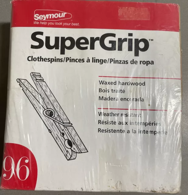96 Vintage Seymour SuperGrip Clothespins Waxed Hardwood Weather Resistant