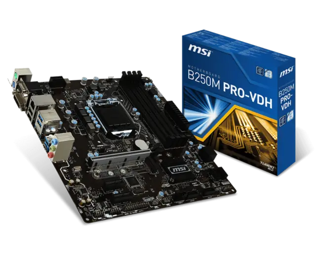 MSI B250M PRO-VDH : LGA1151, M-ATX, B250, 4xDDR4, M.2, USB 3.2, HDMI/DVI/VGA