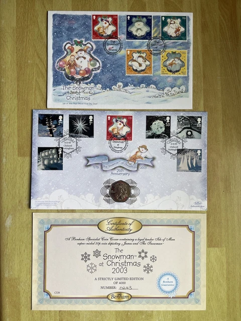 1978 ~ 2003 Snowman + James 50p Coin ✨ Benham Edition ✨ First Day Cover Stamps