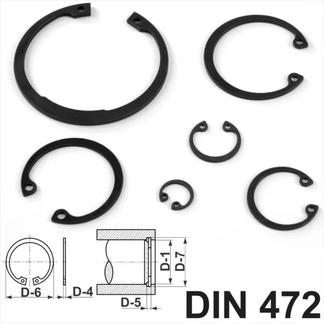 Internal Circlips Retaining Rings for Bores Sizes 8mm<60mm DIN 472 Spring Steel