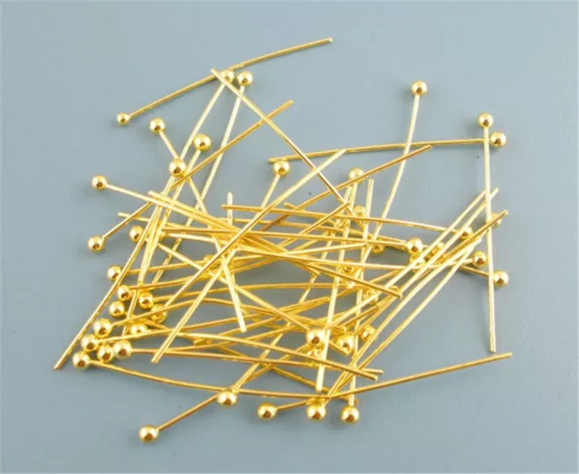 Gold Color Round Pins Needle Jewelry Earrings Decors Beaded Needles Diy 500pcs