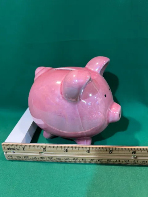 Pink with Pearl Glaze Ceramic Piggy Pig Bank in Perfect Condition BX5