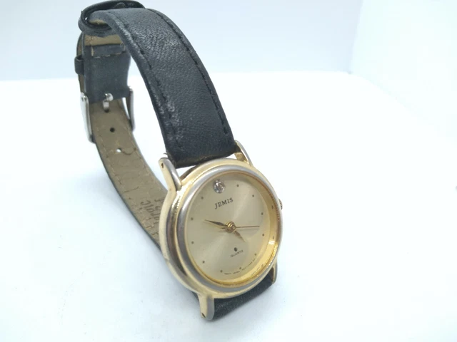Jemis Gold Tone Diamond 24mm Womens Watch, New Battery And Working