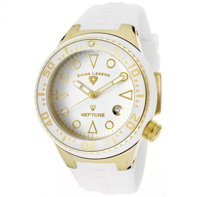 USED Swiss Legend Women 11044D-YG-02-WHT Neptune White Dial Silicone Strap Watch