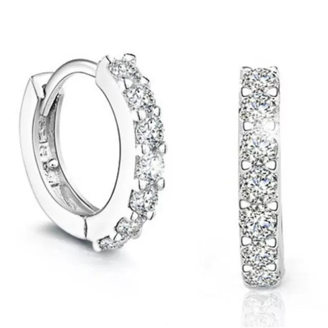 925 Sterling Silver CZ Hoop Huggie Stud Earrings Womens Man Fashion Jewellery