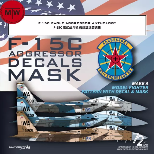 1/72 F-15C Eagle Aggressor Camo Mask & Decal for Great Wall Hobby L7205/S7205