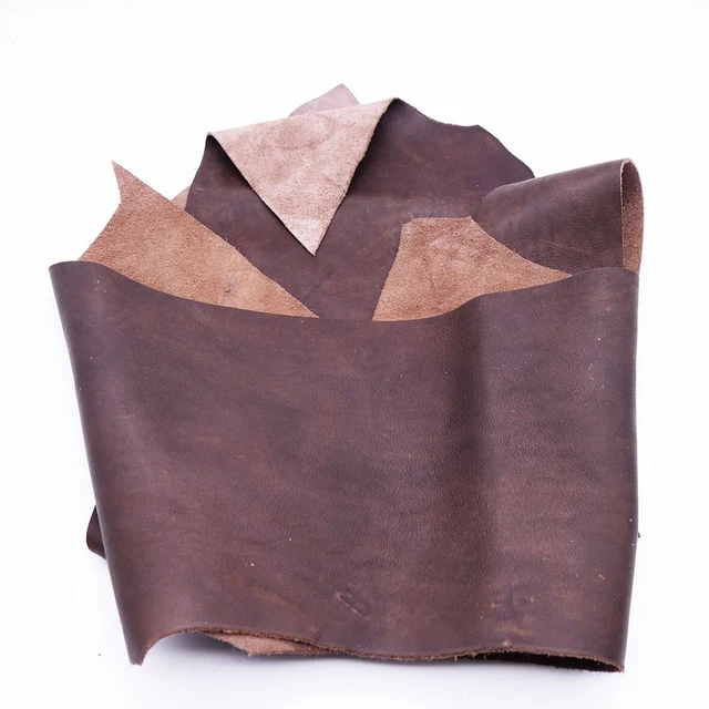 (8,60€/kg) 500g Lederreste Zulu Braun, echtes glattes Leder