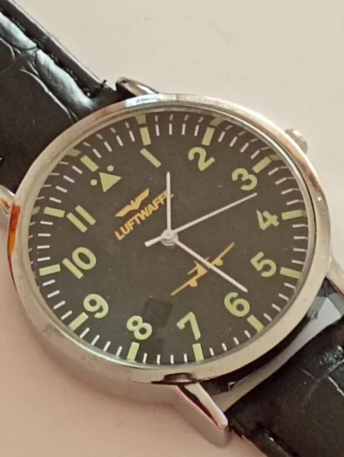 Watch WW2 German Luftwaffe Pilotenhur ME 262 Black Luminous Dial - Miyota Quartz