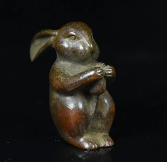 3Cm Rare Old Bronze Fengshui Rabbit Sculpture of The Zodiac Zodiac