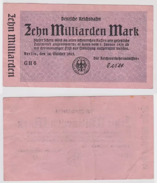 10 Milliarden Mark Banknote Reichsbahndirektion Berlin 18.10.1923 (152673)