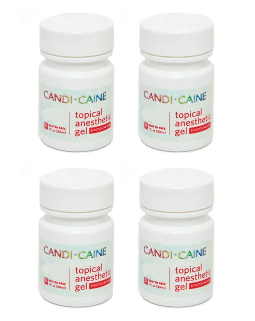 Dental Topical Anesthetic Gel 20% Benzocaine 1oz Jars Strawberry Candi-Caine USA