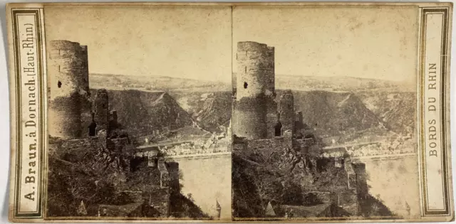 Allemagne, Ruines du Château de Katz, vintage print, ca.1870, stéréo Tirage vint