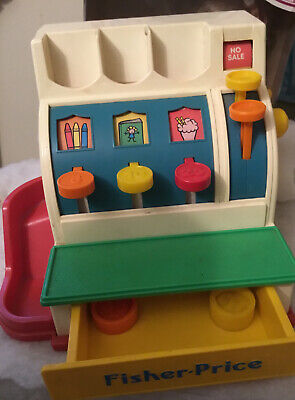 Vintage Fisher Price Cash Register w/3 Coins ☆Tested ☆ Working ☆ 1974