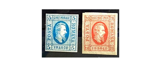 1865 Romania - Prince Cuza in the oval -5pa, 20pa, mint+used (r45,52)