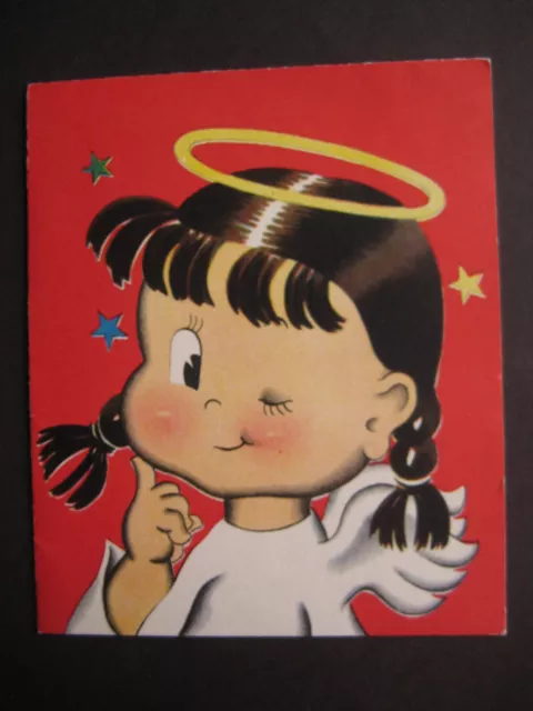 1949 vintage greeting card Norcross Susie-Q CHRISTMAS Angel Susie-Q w/ Halo