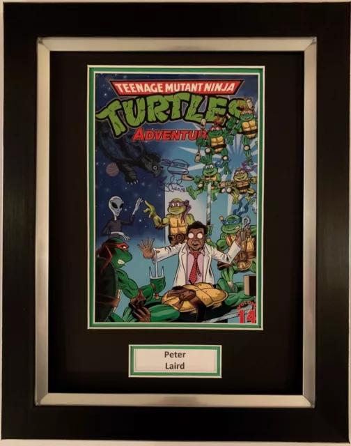 Peter Laird Hand Signed Framed Photo Display Teenage Mutant Ninja Turtles.