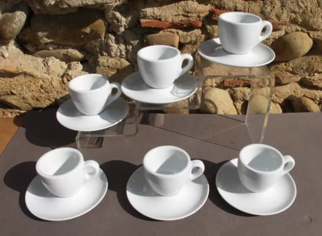6 tasses à café expresso en porcelaine blanche bistrot boule paroi épaisse tasse