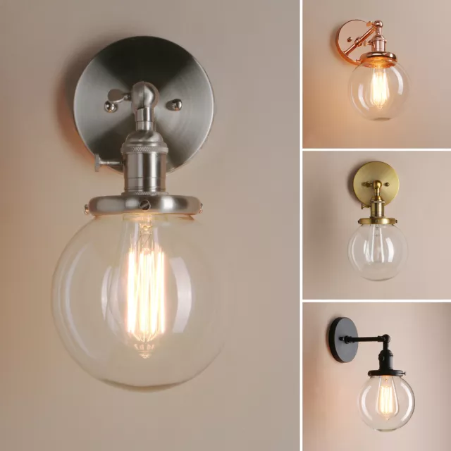 Pathson Globe Clear Glass Retro Industrial Wall Lamp Sconce Up Down Wall Light