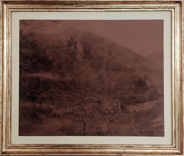 Veduta Campestre - Disegno / Carboncino - XIX° Secolo.
