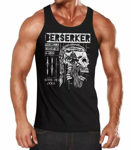 Herren Tank-Top Valhalla Berserker Ragnar Lodbrok Sons of Odin Aufdruck Schrift