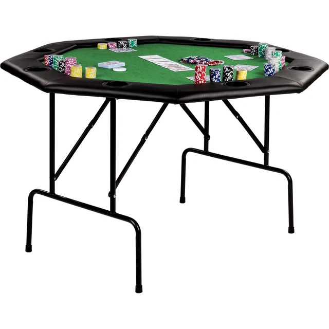 Tavolo Da Poker Pieghevole VidaXL 8 Giocatori - Piano Verde Ottagonale Con Portabicchieri - Foto 6