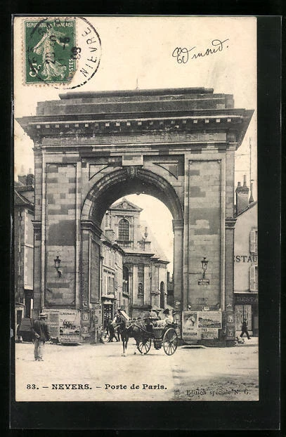CPA Nevers, Porte de Paris 1908