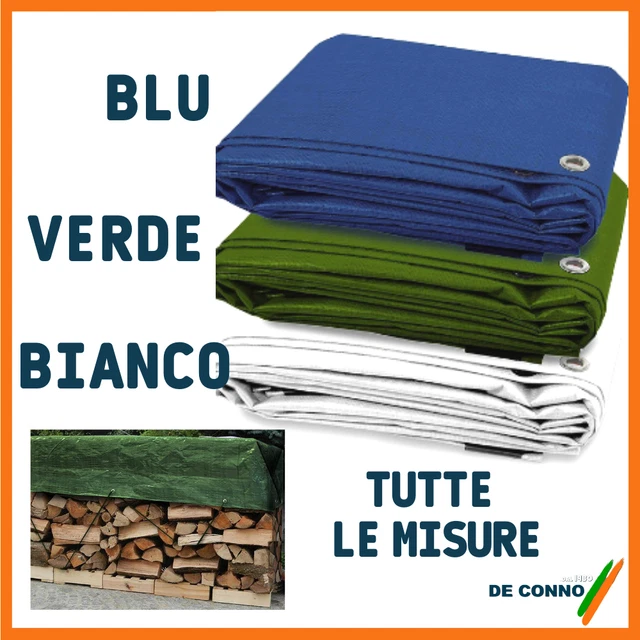 Telo protettivo impermeabile copritutto occhiellato esterno bianco verde blu