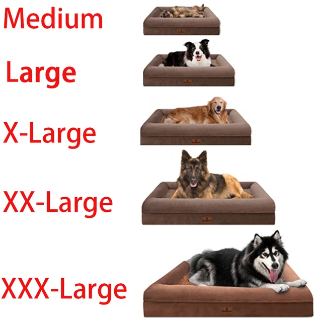 Brown Orthopedic Foam M L XL XXL XXXL Dog Bed4-Side Memory Foam Bolster Pet Sofa