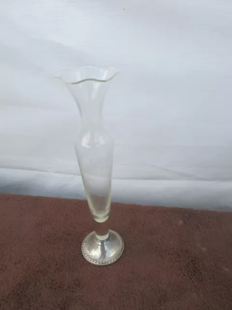 Vintage Duchin Creation weighted sterling silver and etched glass bud vase