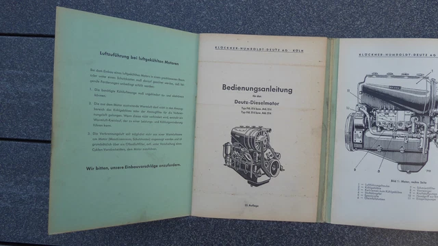 Bedienungsanleitung   H 0152-9  für den DEUTZ - DIESELMOTOR  