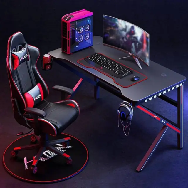 Computer Game Table Gaming Desk Home Office Desk with Cable Holes PC Workstation