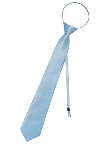 Mens Zipper Ties Satin Solid Sky Blue Necktie and Pocket Square Set Business ...