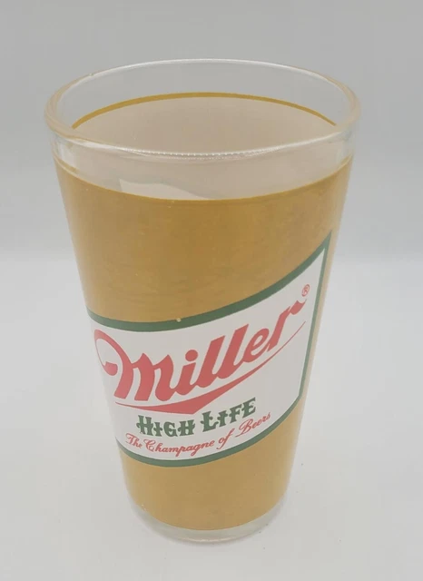 Vintage Miller High Life Beer Advertising Bar Glass 12oz Champagne of Beers