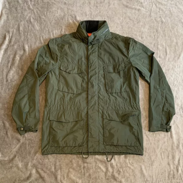 Barbour Jacket Men’s XL Green Lightweight Shell Casual Gelb Convertible Hood