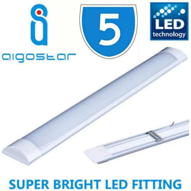 5x 5FT LED BATTEN STRIP TUBE LIGHT WALL CEILING MOUNT BRIGHT COMPLETE FITTINGS