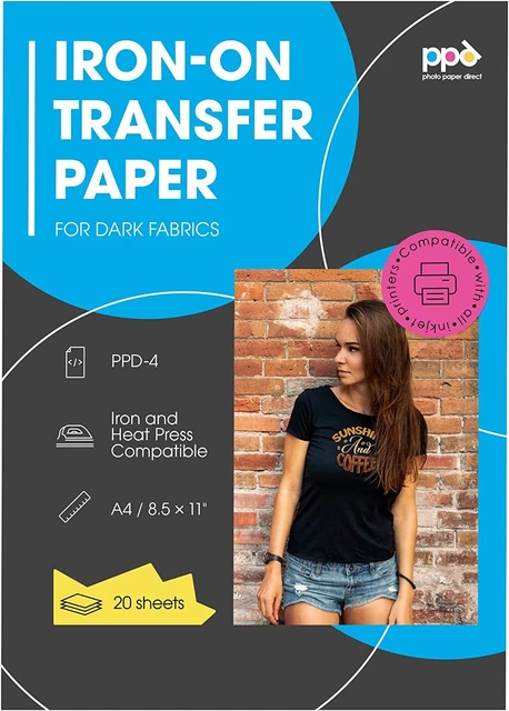 PPD Inkjet Premium T Shirt Transfer Paper - Iron On for Dark Fabric - 8.5x11"