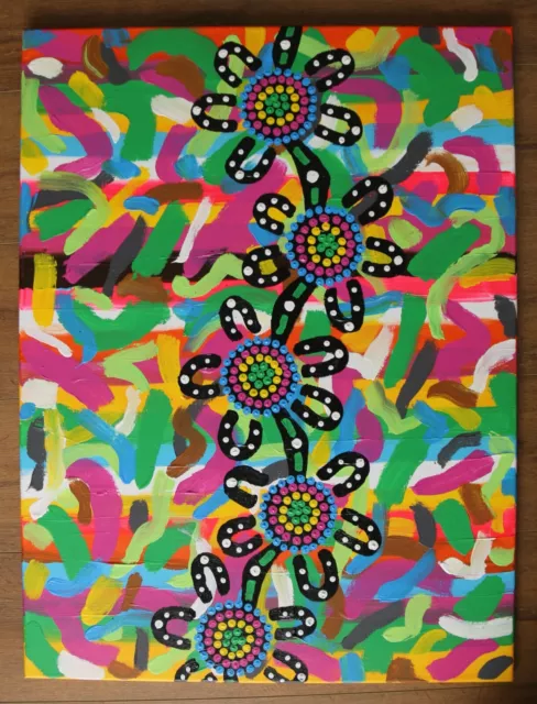 Large Aboriginal Painting Acrylic on Canvas Artist Unknown Image Size 81cmx61cm