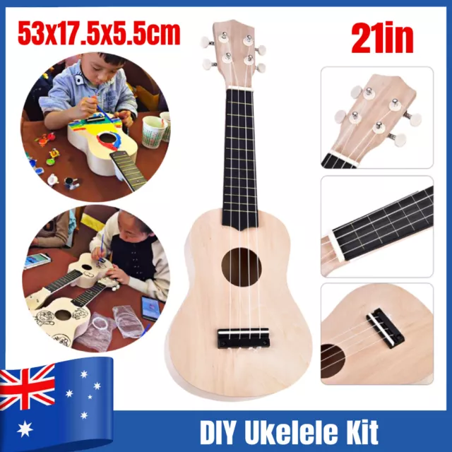 21" Ukelele Ukulele Basswood Guitar DIY Kit Hawaii Guitar Handwork Kids Gift AU