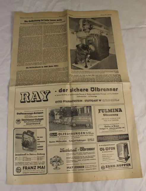 A21 / Parte Di Stuttgarter Zeitung 1956 - Relazione Con Thema Olio + Molto