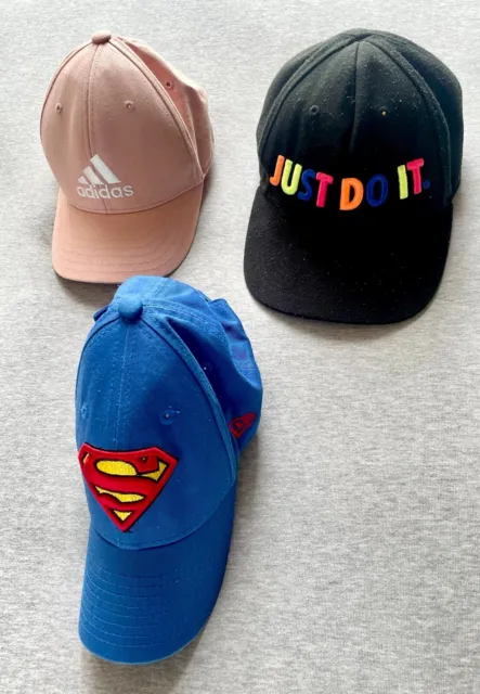 Baseball Caps BUNDLE Kids Nike Adidas New Era DC Comics Superman Hat Job Lot VGC 3