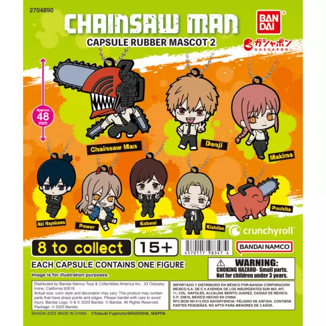 Bandai Gashapon Figure - Chainsaw Man Rubber Mascot - With Capsule and minibook