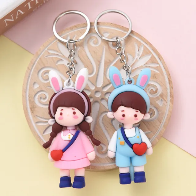 New Fashion Cute Doll Couple Keychain Small Pendant Bag Car Pendant Key RiYB