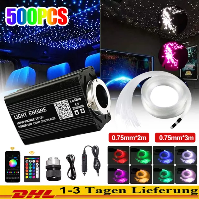 500 LED RGBW Sternenhimmel Auto Lichtfaser Glasfaser Optik Deckenleuchte Kit APP