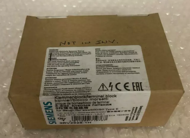 New Siemens 3RV2928-1H Terminal Block