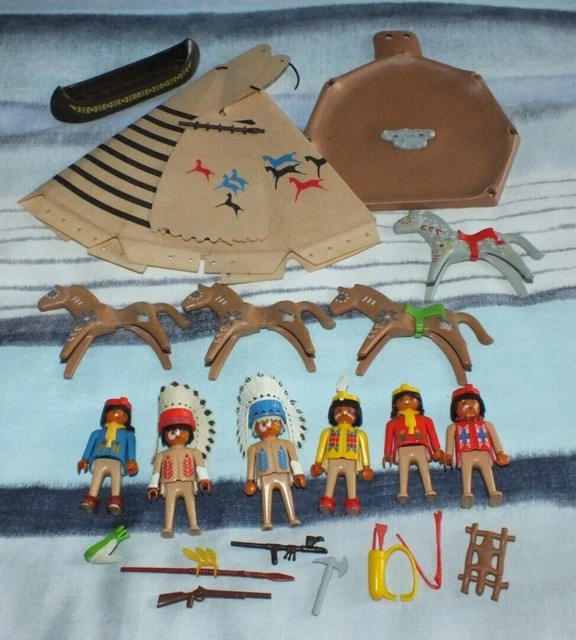 VINTAGE PLAYMOBIL NATIVE American Indian Bundle, Figures, Horses