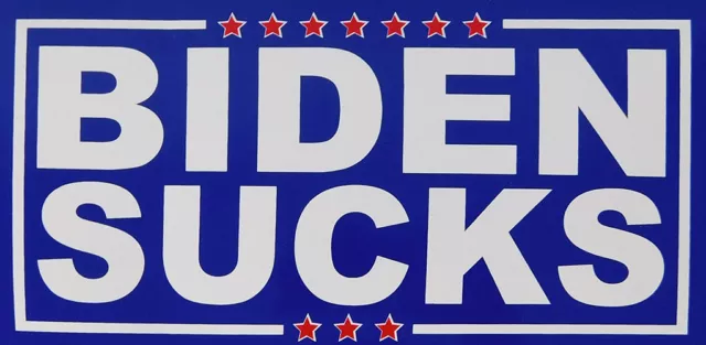 6 Pack Biden Sucks Stars Blue & White Vinyl Decal Bumper Sticker