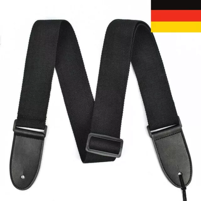 Gitarrengurt Nylon für E-Gitarre Western Gitarre Strap E-Bass Gurt Band Schwarz