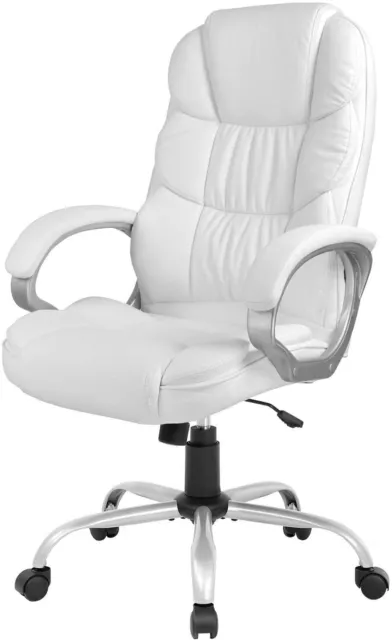 US  Office Computer High Back Adjustable Ergonomic Desk Chair Executive PU,White